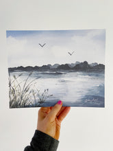 Load image into Gallery viewer, Morning on the Lake Watercolor Landscape Art Print
