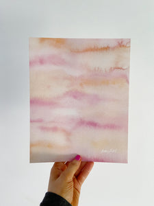 Soft Pink Sky Abstract Watercolor Art Print