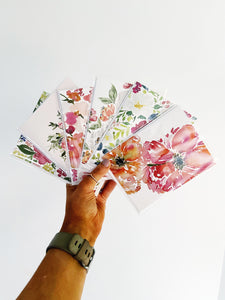 Watercolor Floral Greeting Card Bundle / Set of 6 Cards