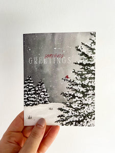 "Season's Greetings" Watercolor Christmas Greeting Card