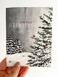 "Season's Greetings" Watercolor Christmas Greeting Card