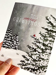 "Season's Greetings" Watercolor Christmas Greeting Card