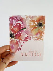 Floral Bloom Birthday | Watercolor Floral Birthday Greeting Card