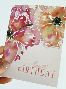 Floral Bloom Birthday | Watercolor Floral Birthday Greeting Card