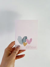 Load image into Gallery viewer, Birthday Hearts | Watercolor Birthday Greeting Card
