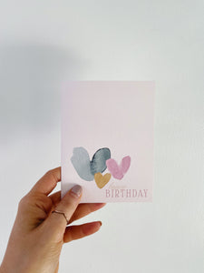 Birthday Hearts | Watercolor Birthday Greeting Card