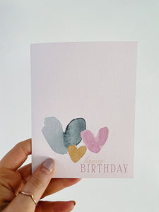 Birthday Hearts | Watercolor Birthday Greeting Card