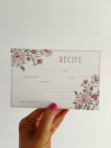 Garden Floral Bouquet Watercolor Recipe Cards | Set of 6
