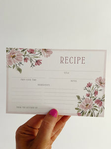 Garden Floral Bouquet Watercolor Recipe Cards | Set of 6