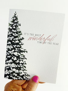 "It's the Most Wonderful Time of the Year" Watercolor Christmas Greeting Card