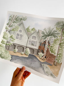 Mini Custom Watercolor House Portrait