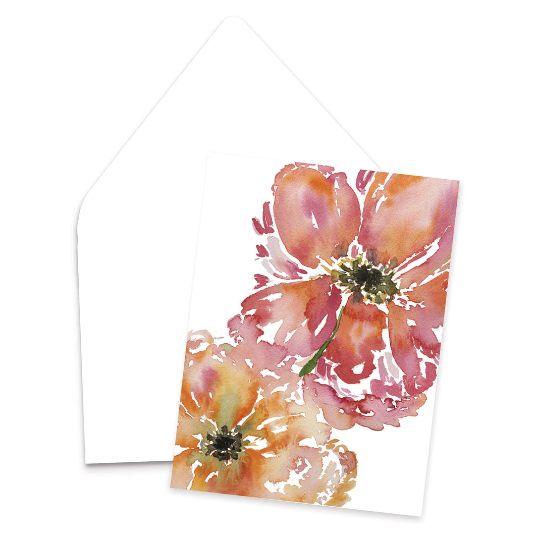 Big Floral Blooms Watercolor Floral Greeting Card