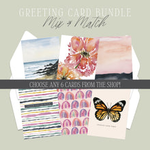 Load image into Gallery viewer, Mix &amp; Match Watercolor Greeting Card Bundle / Set of 6 Cards
