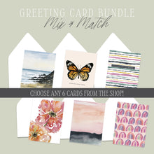 Load image into Gallery viewer, Mix &amp; Match Watercolor Greeting Card Bundle / Set of 6 Cards
