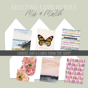 Mix & Match Watercolor Greeting Card Bundle / Set of 6 Cards