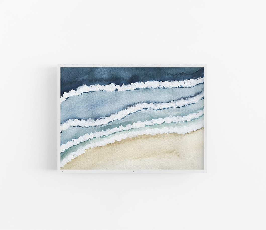 Calming Waves Watercolor Landscape Art Print