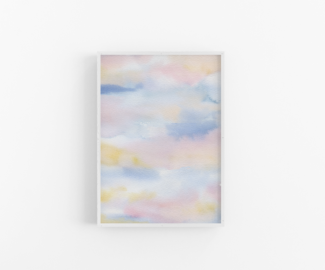Cotton Candy Clouds Abstract Watercolor Art Print