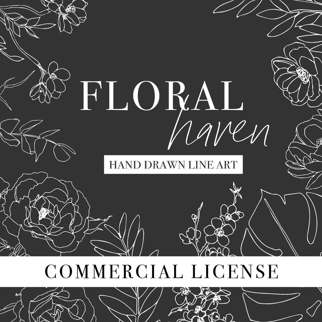 Commercial License - Floral Haven - Hand Drawn Floral Graphics Collection