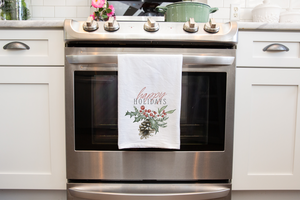 Holly Berry Pinecone Christmas Tea Towel