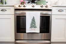 Load image into Gallery viewer, Merry Christmas Tree Watercolor Tea Towel
