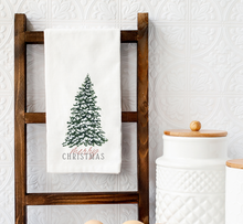 Load image into Gallery viewer, Merry Christmas Tree Watercolor Tea Towel
