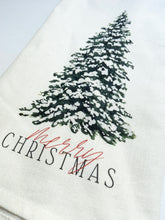 Load image into Gallery viewer, Merry Christmas Tree Watercolor Tea Towel
