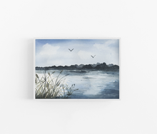 Load image into Gallery viewer, Morning on the Lake Watercolor Landscape Art Print
