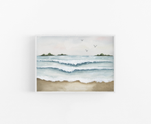 Load image into Gallery viewer, Relaxing on the Beach Watercolor Landscape Art Print
