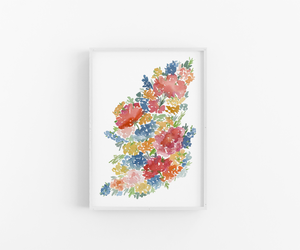 Spring Blooms Watercolor Floral Art Print