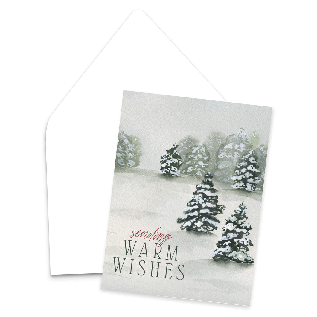 Sending Warm Wishes Watercolor Christmas Greeting Card