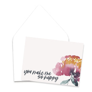"You Make Me So Happy" Watercolor Floral Greeting Card