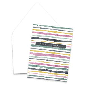 "Thank You So Much" Pink and Green Lines Greeting Card