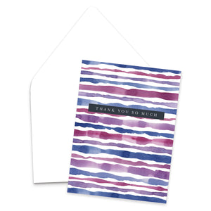 "Thank You So Much" Pink Purple and Blue Lines Greeting Card