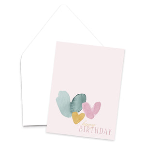 Birthday Hearts | Watercolor Birthday Greeting Card