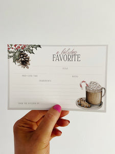 Holiday Favorite Watercolor Christmas Recipe Cards