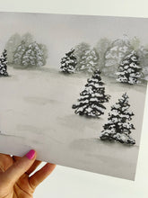 Load image into Gallery viewer, Watercolor Christmas Winter Scene Holiday Art Print
