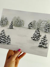 Load image into Gallery viewer, Watercolor Christmas Winter Scene Holiday Art Print
