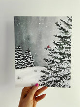 Load image into Gallery viewer, A Calm Winter Watercolor Christmas Holiday Art Print
