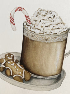 "Coffee and Christmas Cookies" Watercolor Holiday Art Print