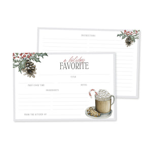 Holiday Favorite Watercolor Christmas Recipe Cards