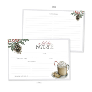 Holiday Favorite Watercolor Christmas Recipe Cards