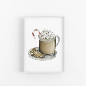 "Coffee and Christmas Cookies" Watercolor Holiday Art Print