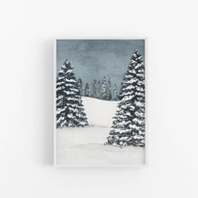 Load image into Gallery viewer, Snowy Watercolor Winter Scene Art Print
