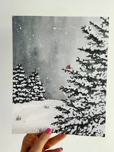 Load image into Gallery viewer, A Calm Winter Watercolor Christmas Holiday Art Print
