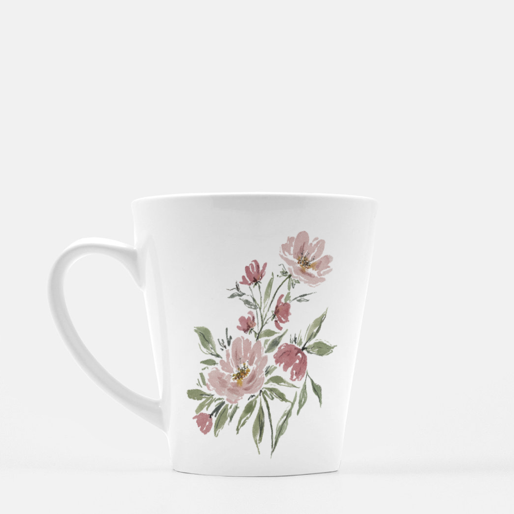 Watercolor Garden Floral Bouquet 12 oz Latte Coffee Mug