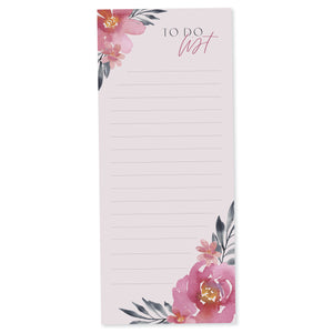 Pink Watercolor Floral To Do List Notepad