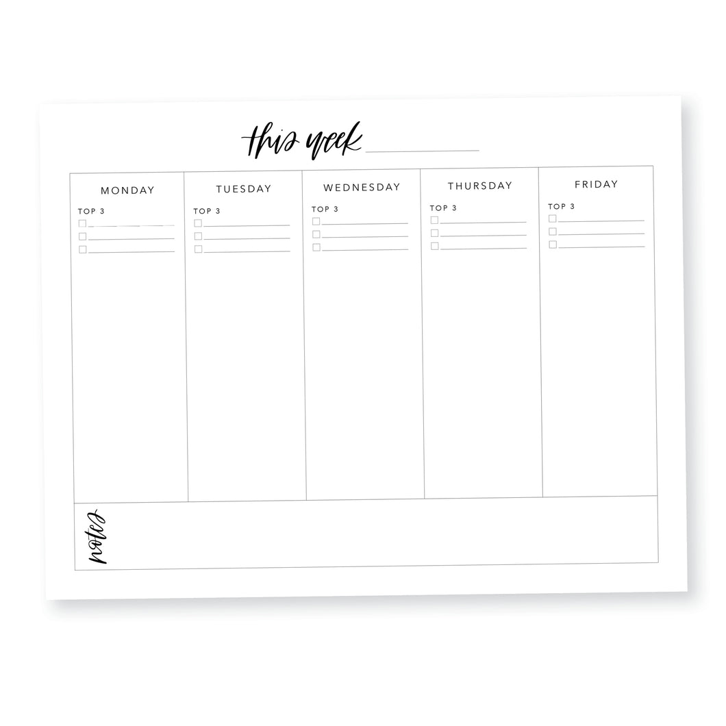 Hand Lettered Weekly To Do List Notepad